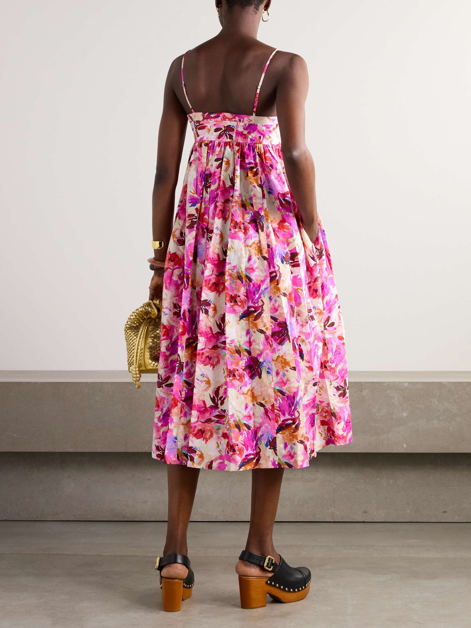 Lucille pleated floral-print cotton-poplin midi dress view