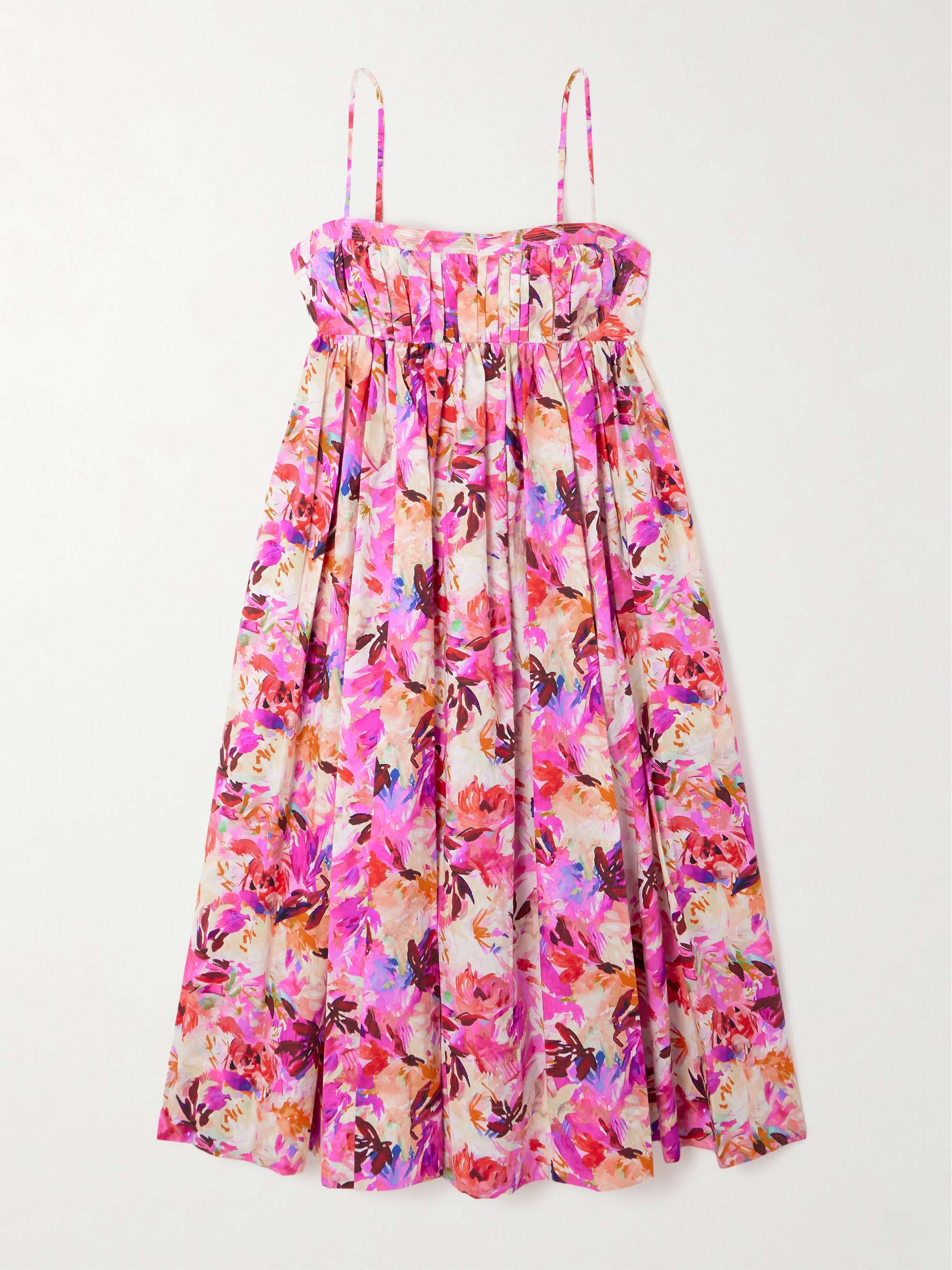Lucille pleated floral-print cotton-poplin midi dress view