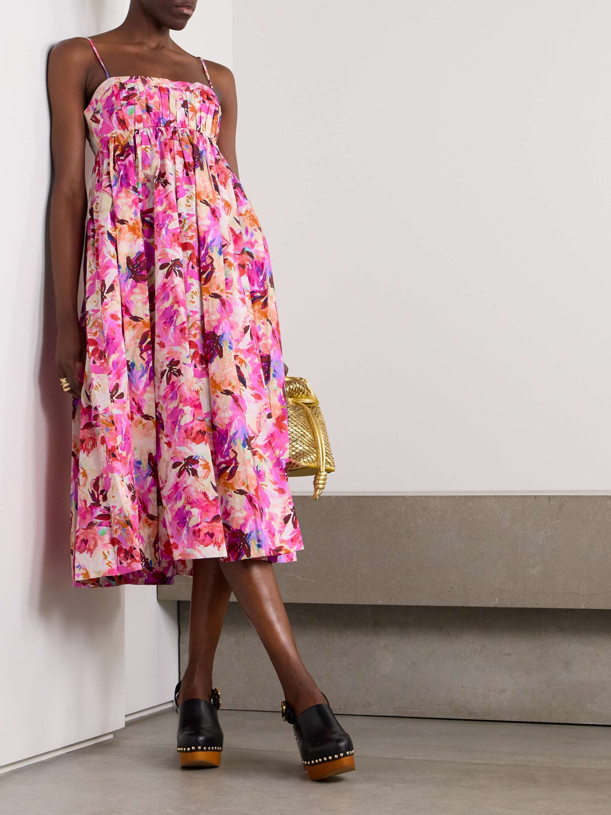 Lucille pleated floral-print cotton-poplin midi dress view