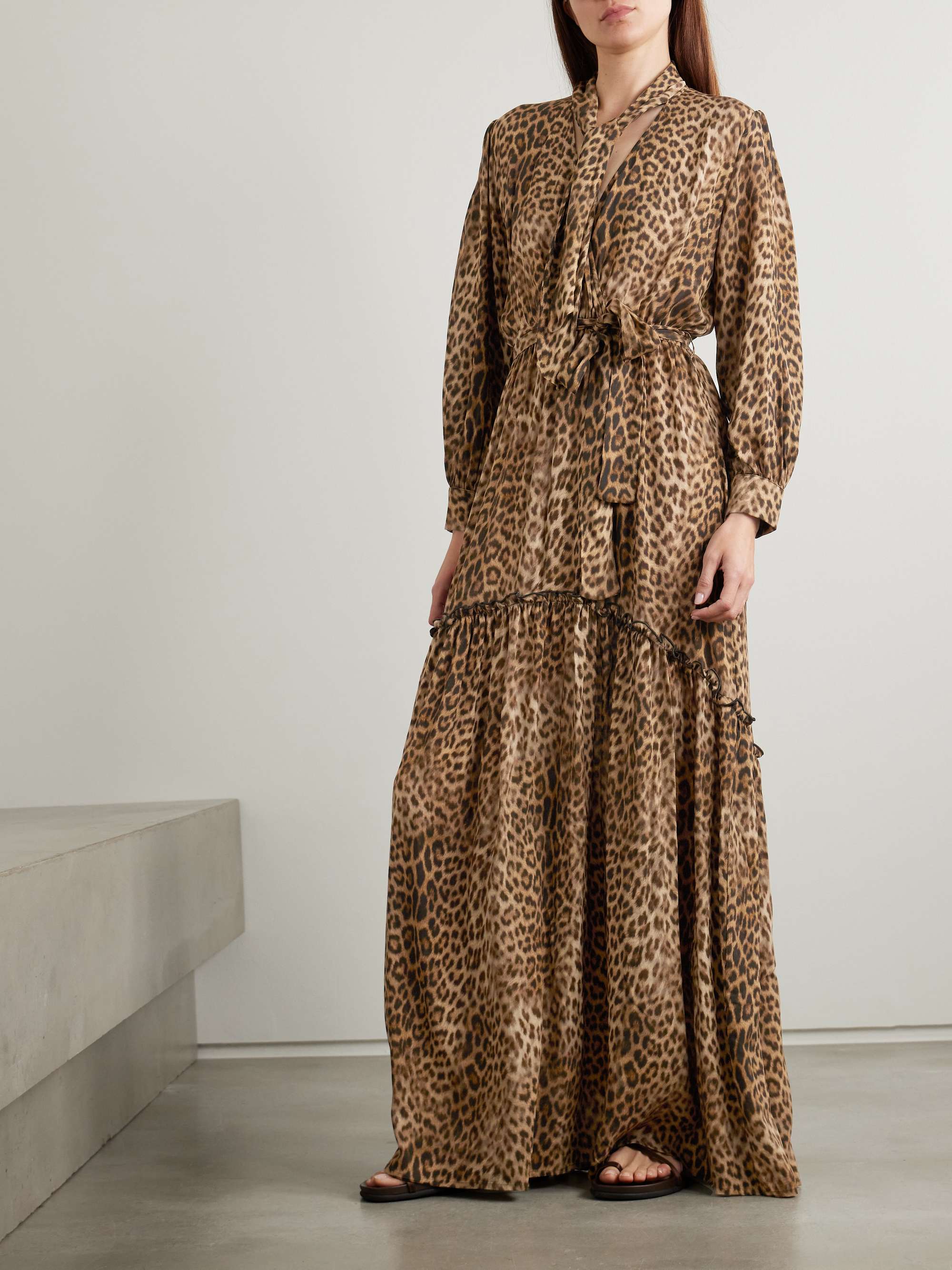 Skylar scarf-detailed belted printed crepe maxi dress view