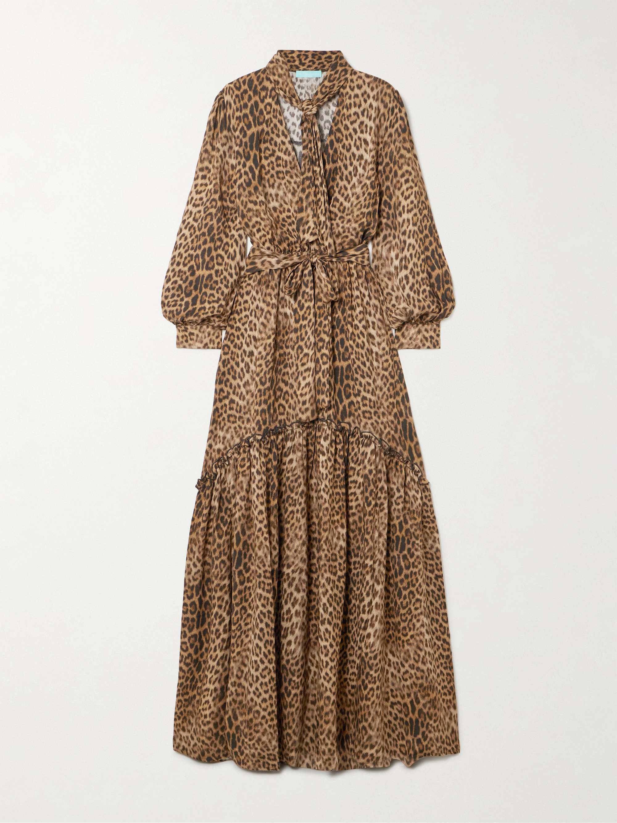 Skylar scarf-detailed belted printed crepe maxi dress view