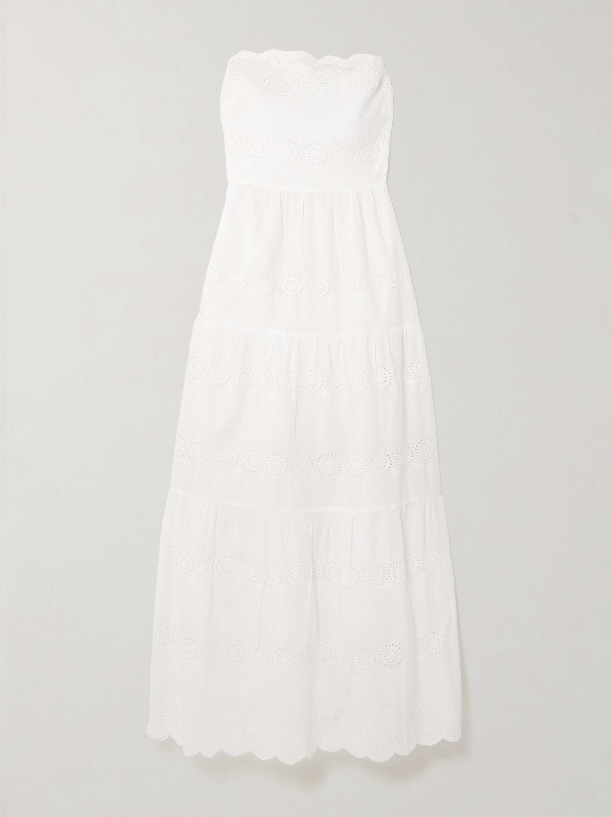 Sophie strapless scalloped broderie anglaise cotton midi dress view
