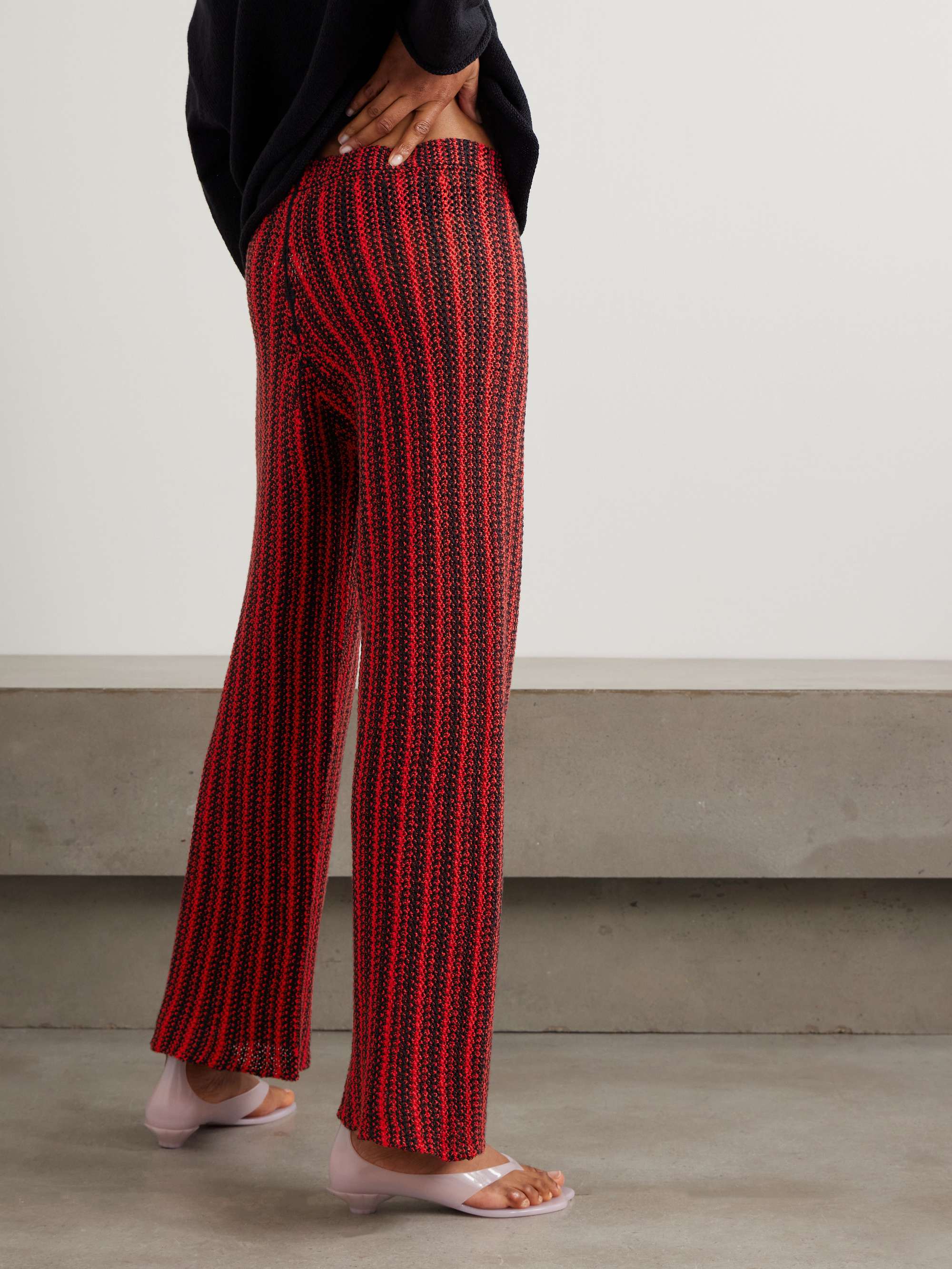 Nora Lite open-knit cotton wide-leg pants view