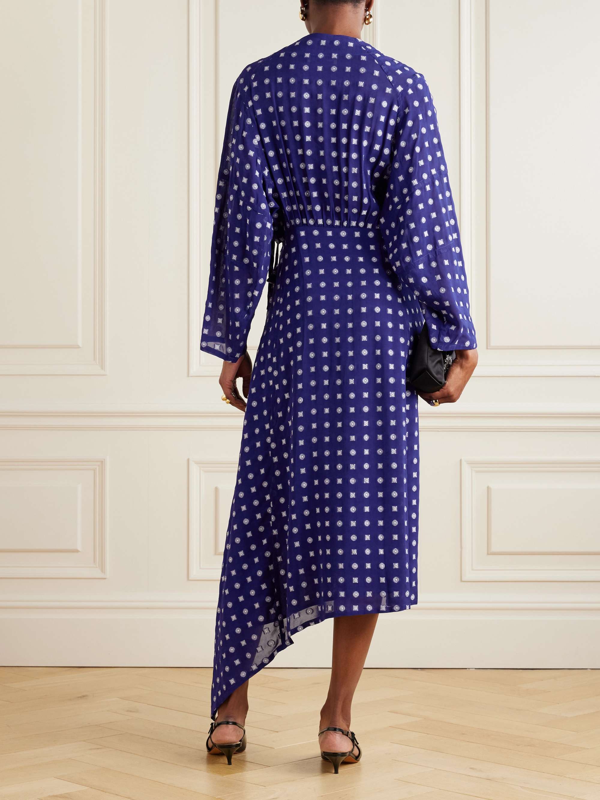 Printed crepe wrap dress view
