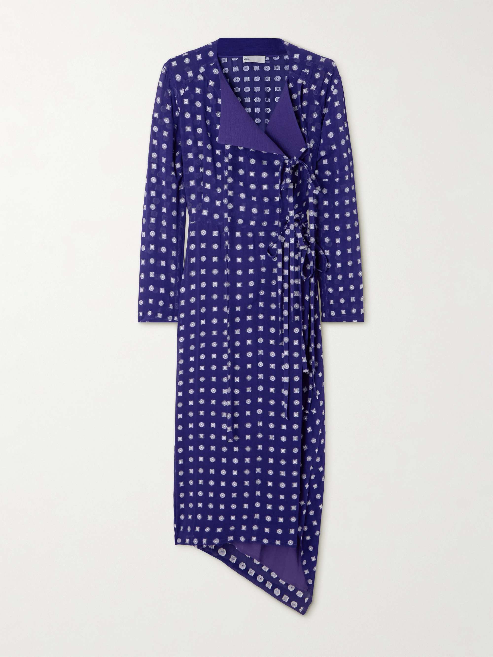 Printed crepe wrap dress view