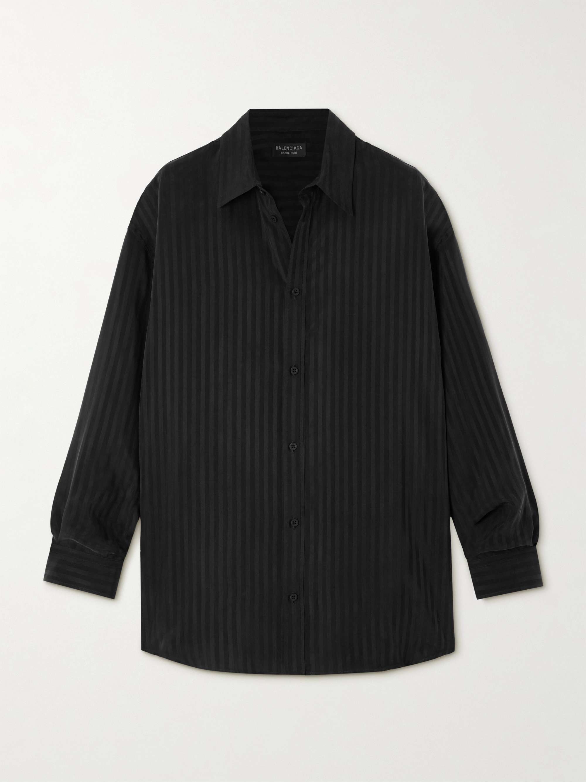 Striped satin-jacquard shirt view