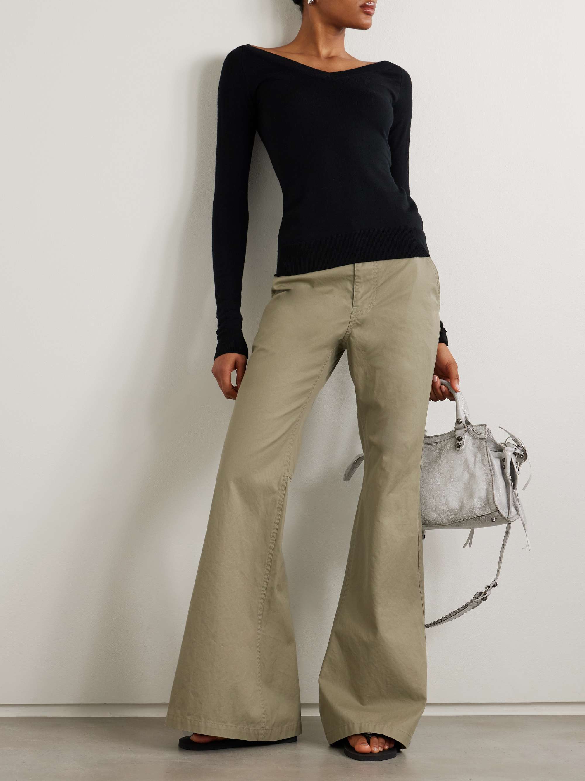 Slim-fit flared organic cotton pants view