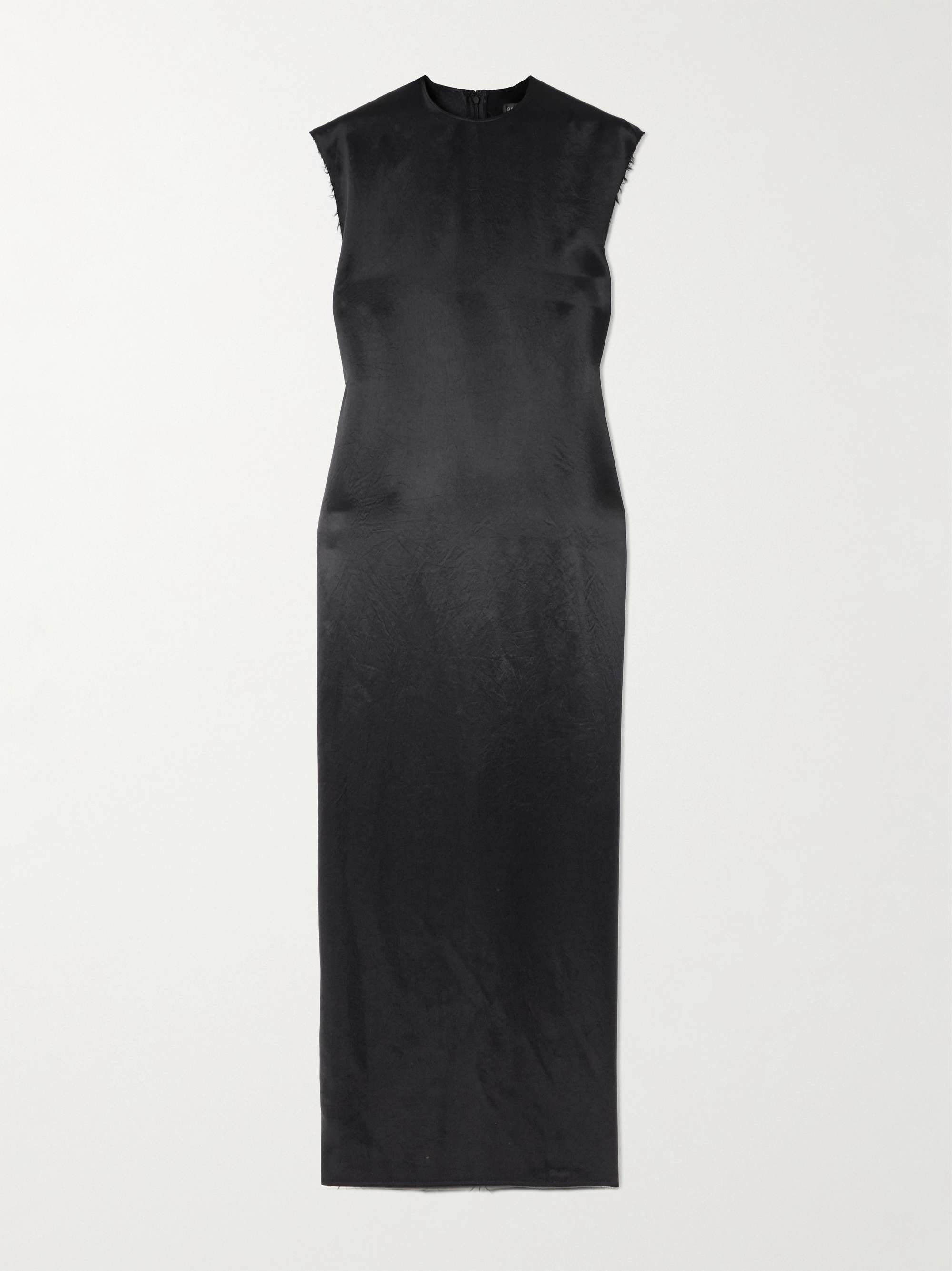 Frayed satin maxi dress view