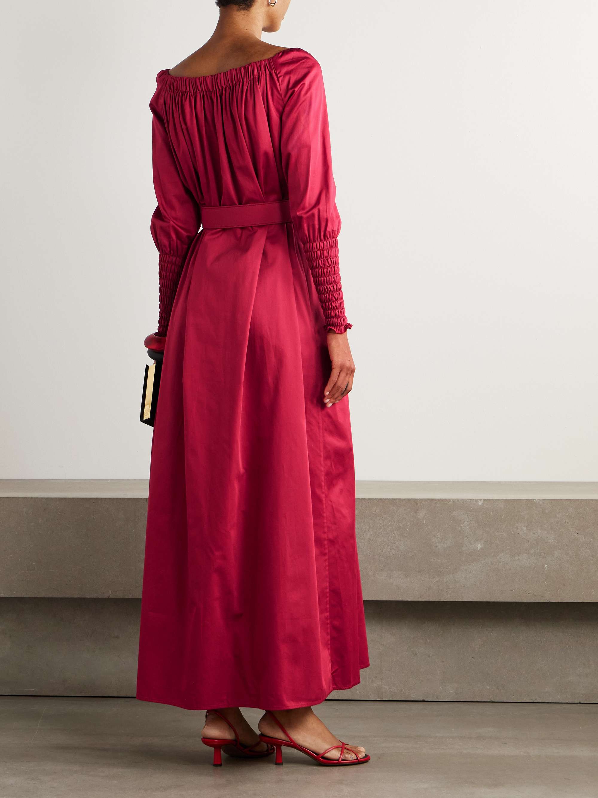 Noel belted gathered cotton-sateen maxi dress view