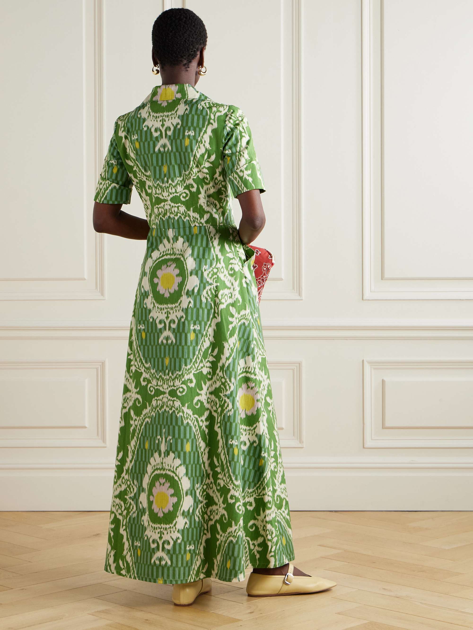 Maria printed organic cotton maxi shirt dress view
