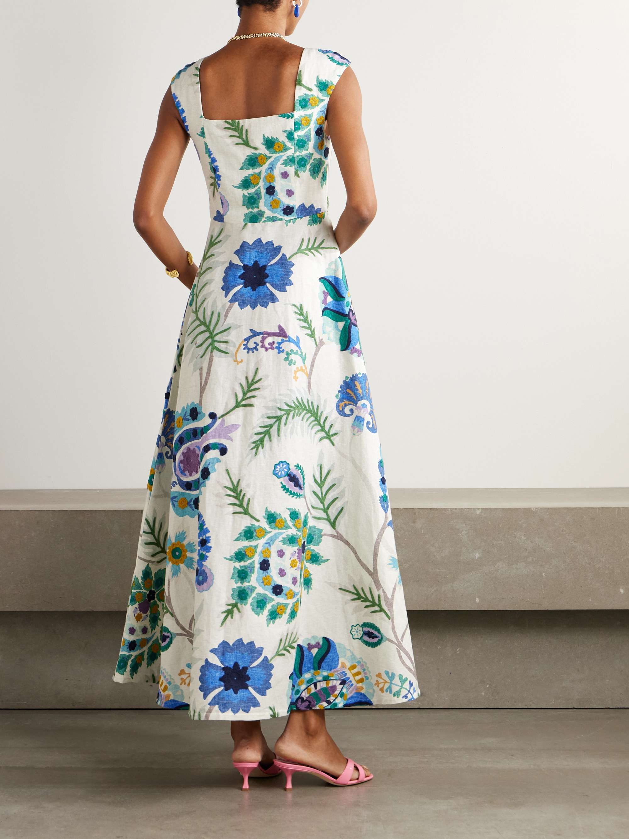 Farfalle embroidered printed woven maxi dress view
