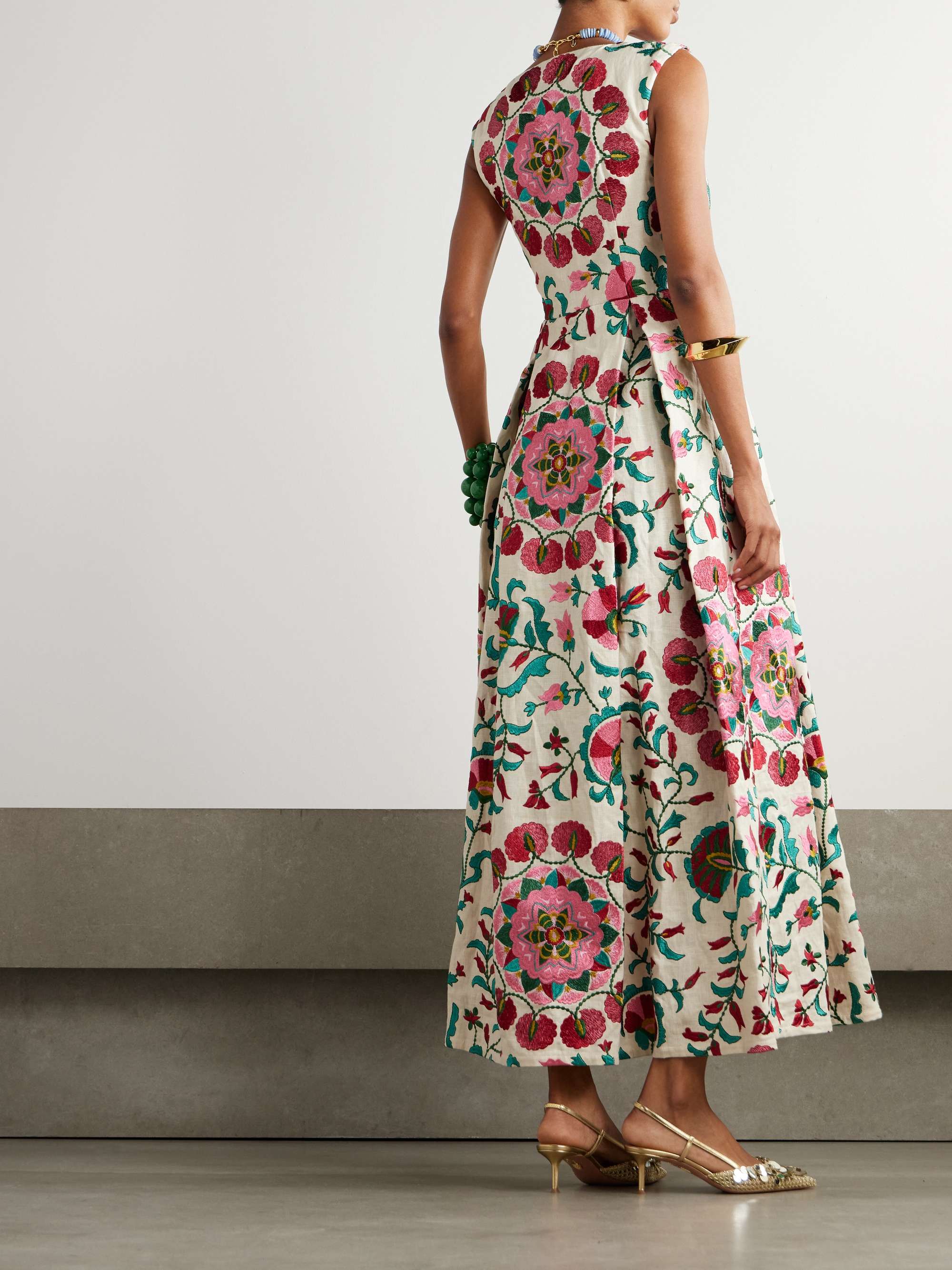 Guenda embroidered linen-blend maxi dress view