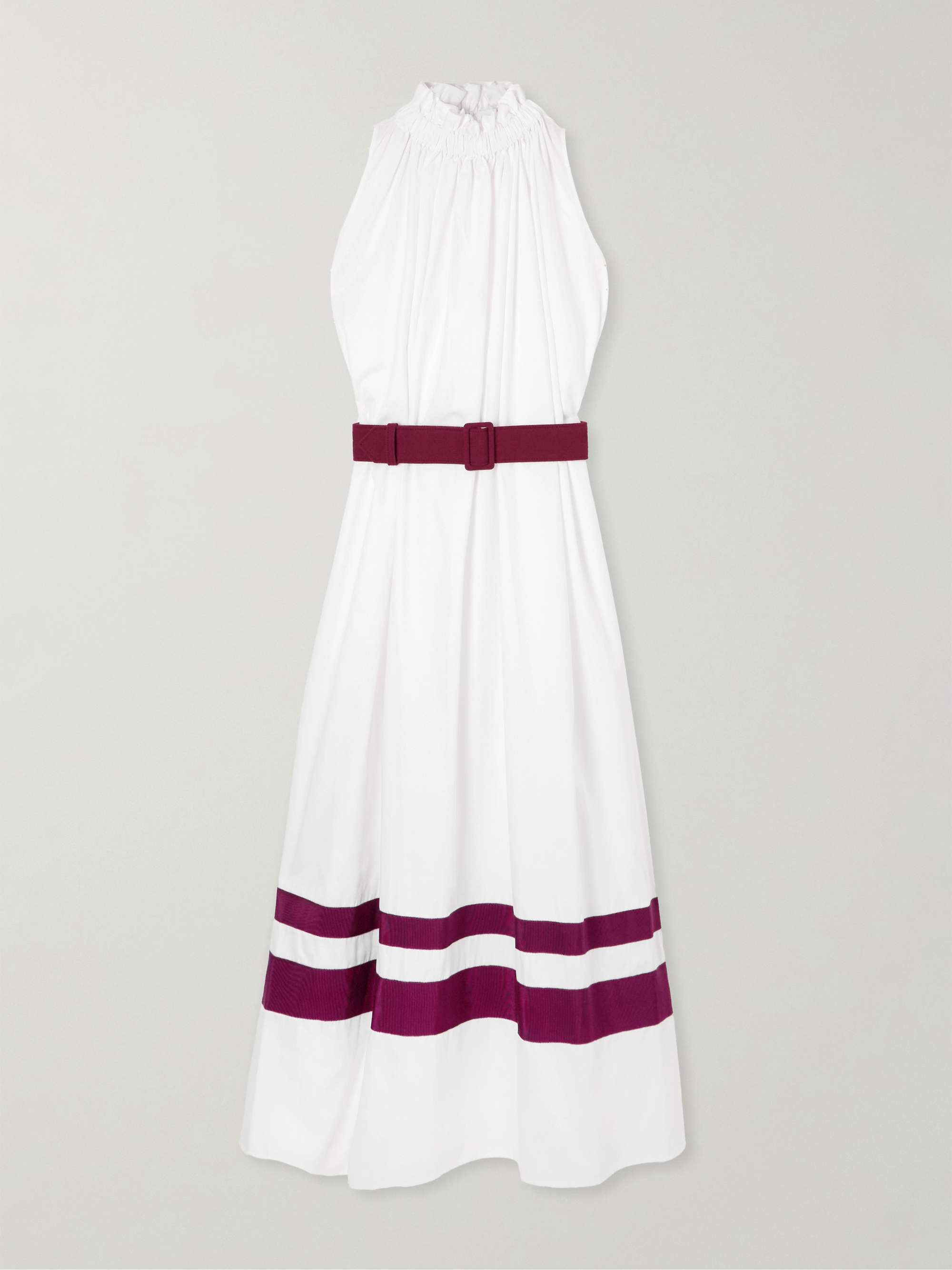 Camogli grosgrain-trimmed belted cotton-twill midi dress view