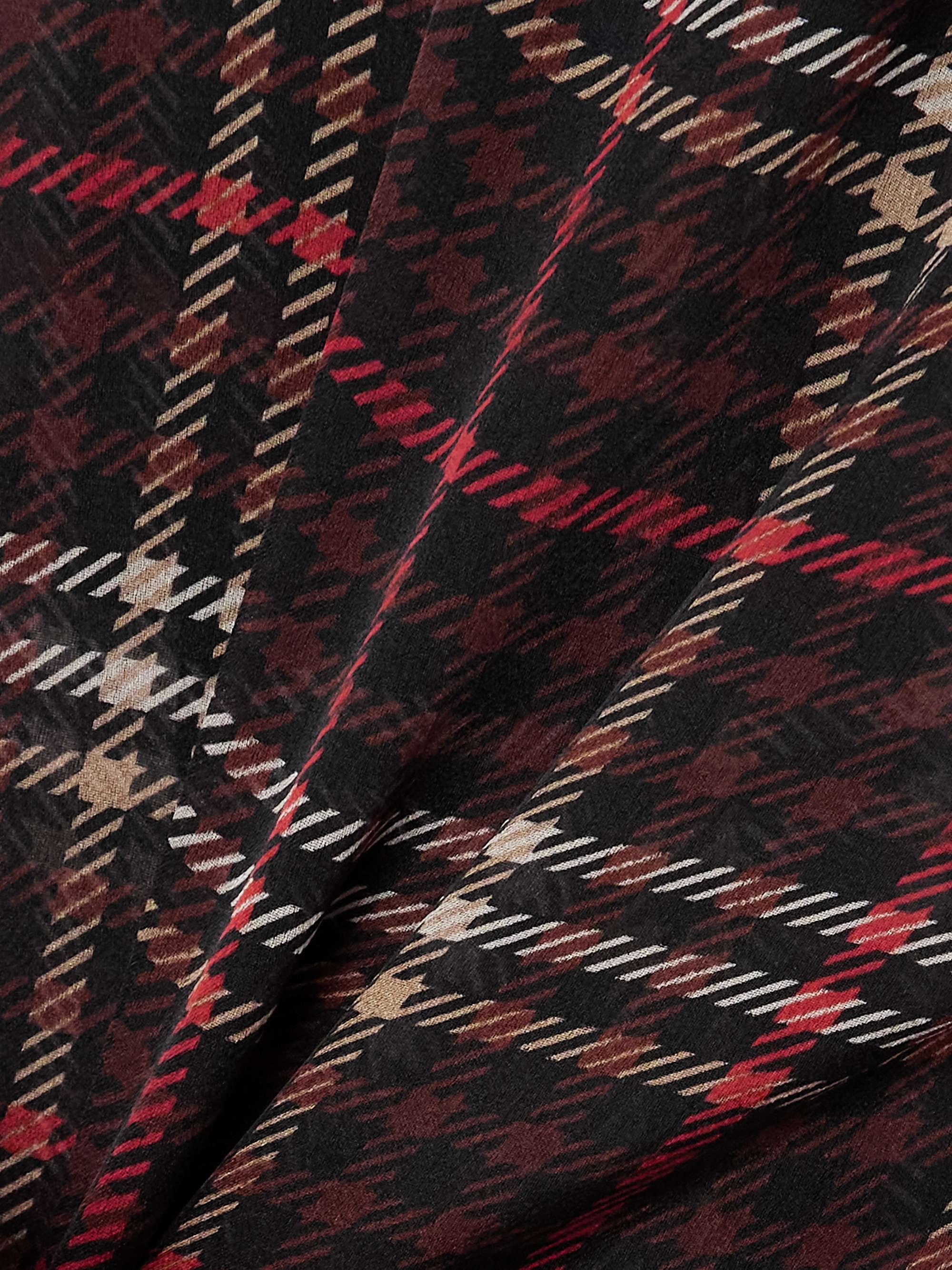 Pussy-bow checked silk-chiffon shirt view