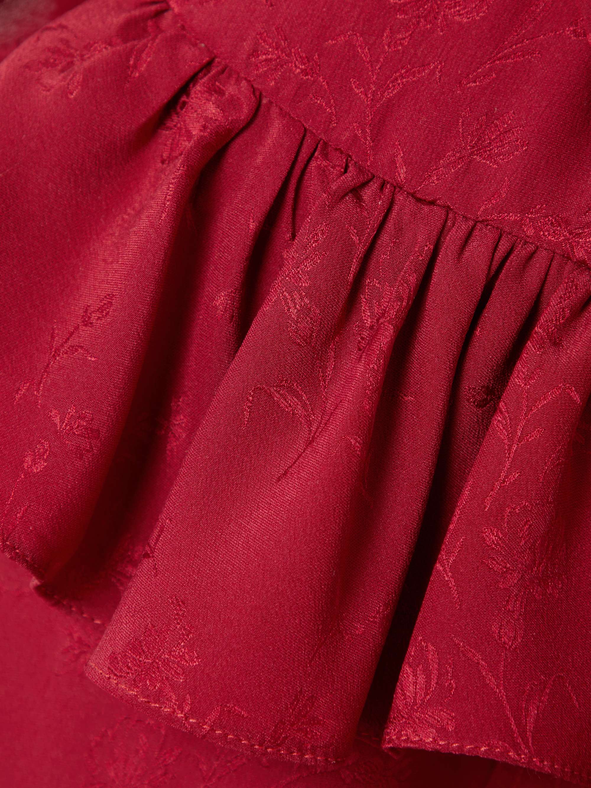 Ruffled floral silk-jacquard blouse view