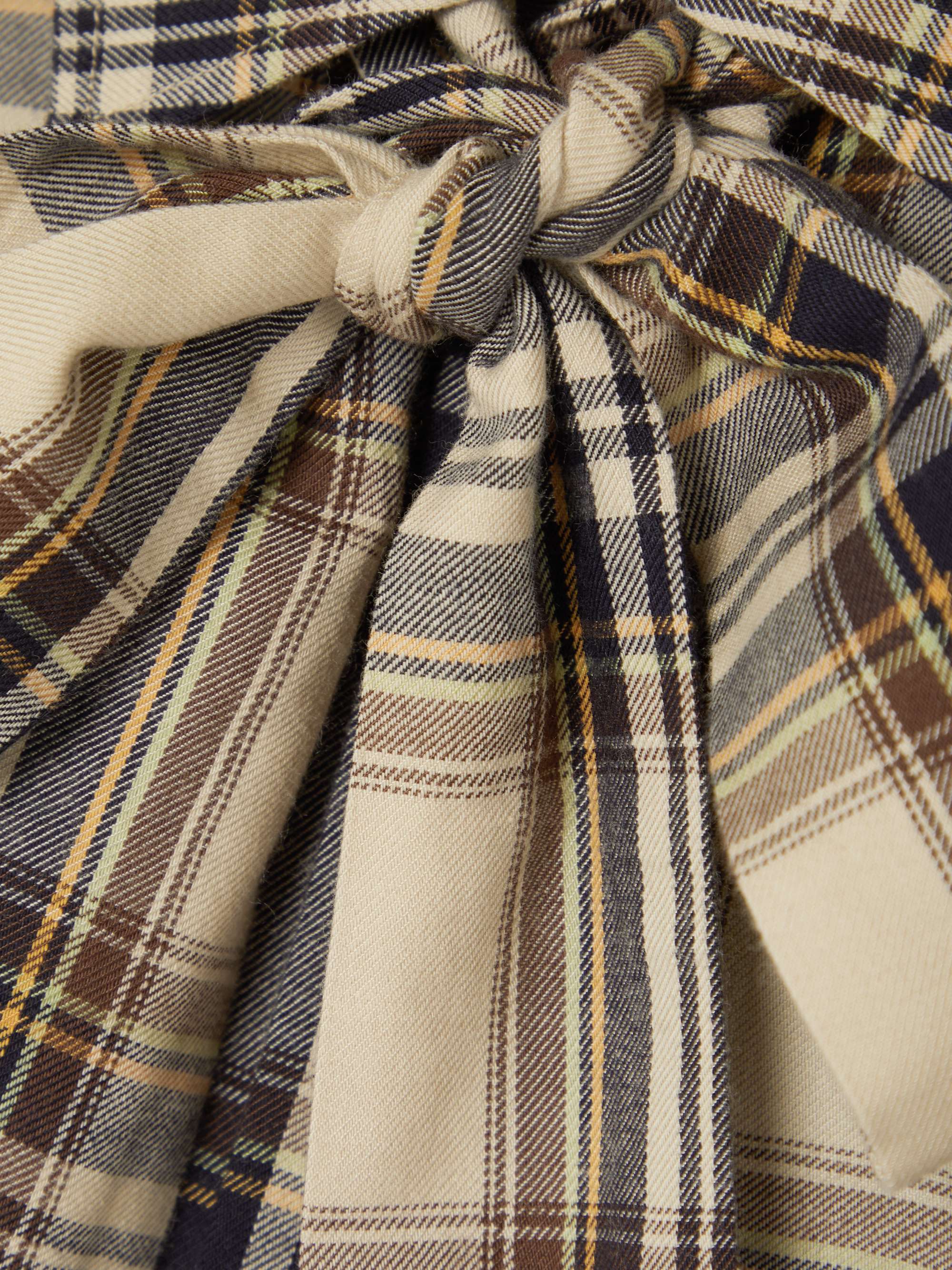 Pussy-bow checked cotton-blend shirt view