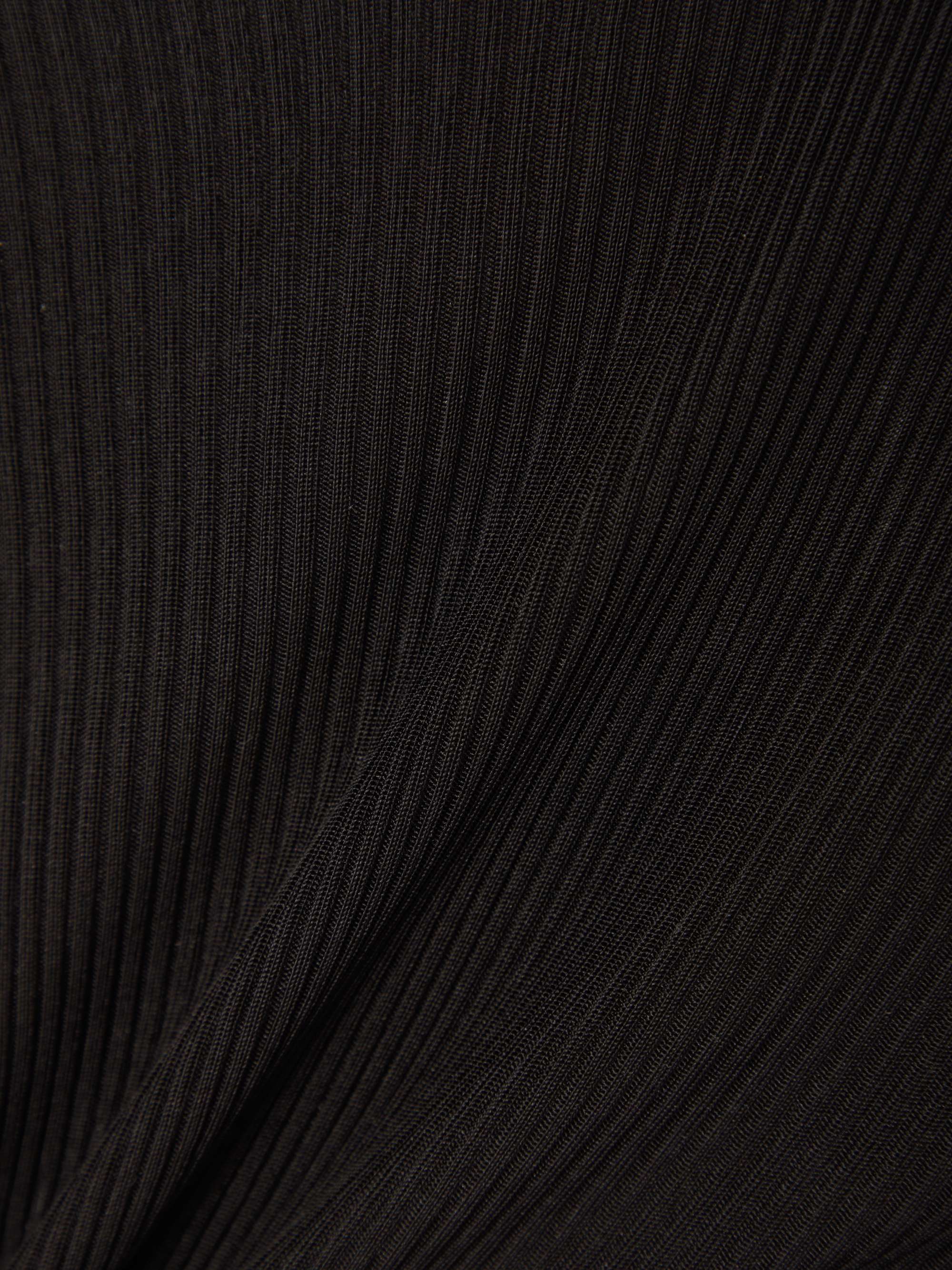 Cropped lace-trimmed ribbed silk top view