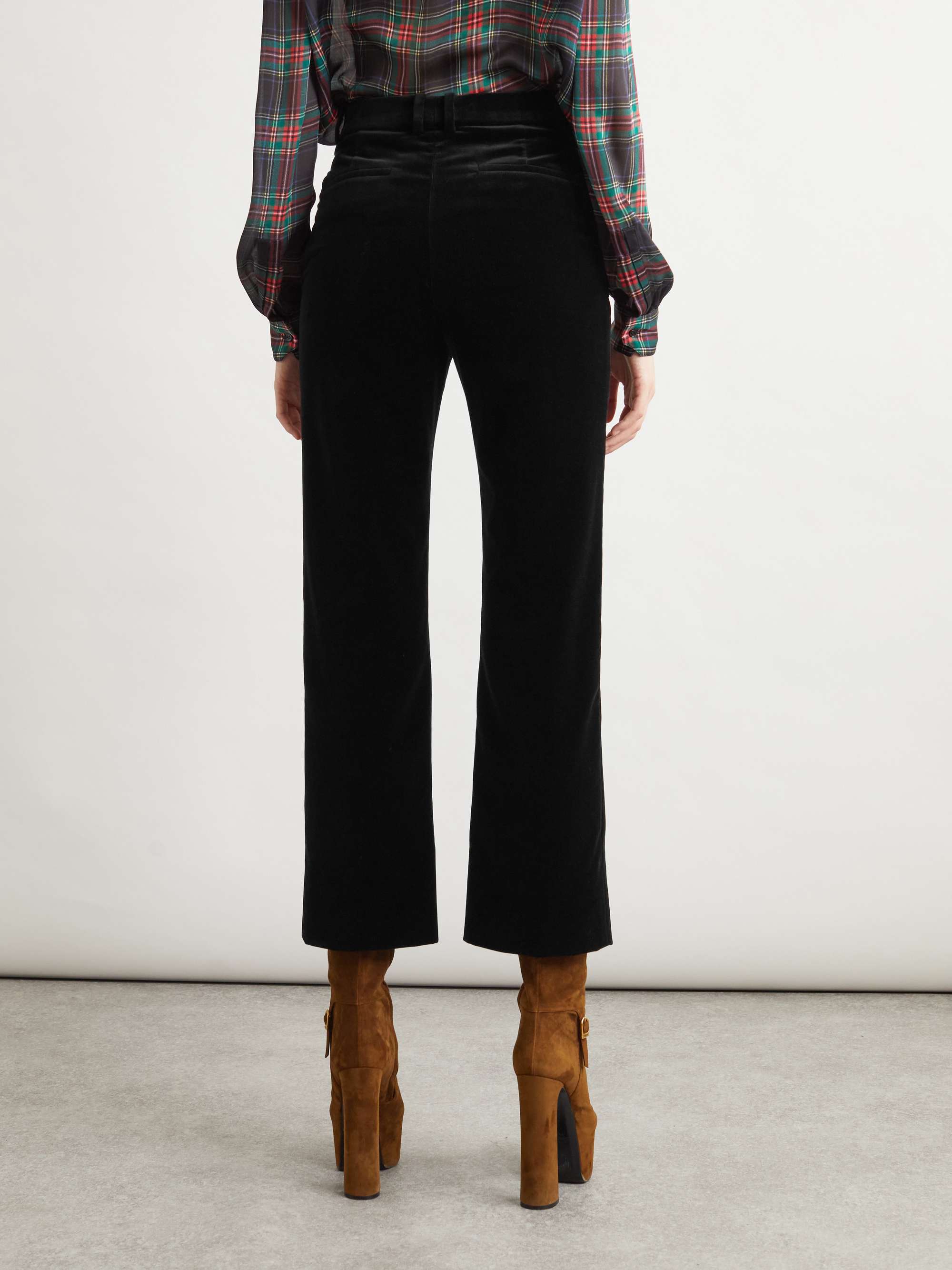 Cotton-velvet cropped slim-leg pants view