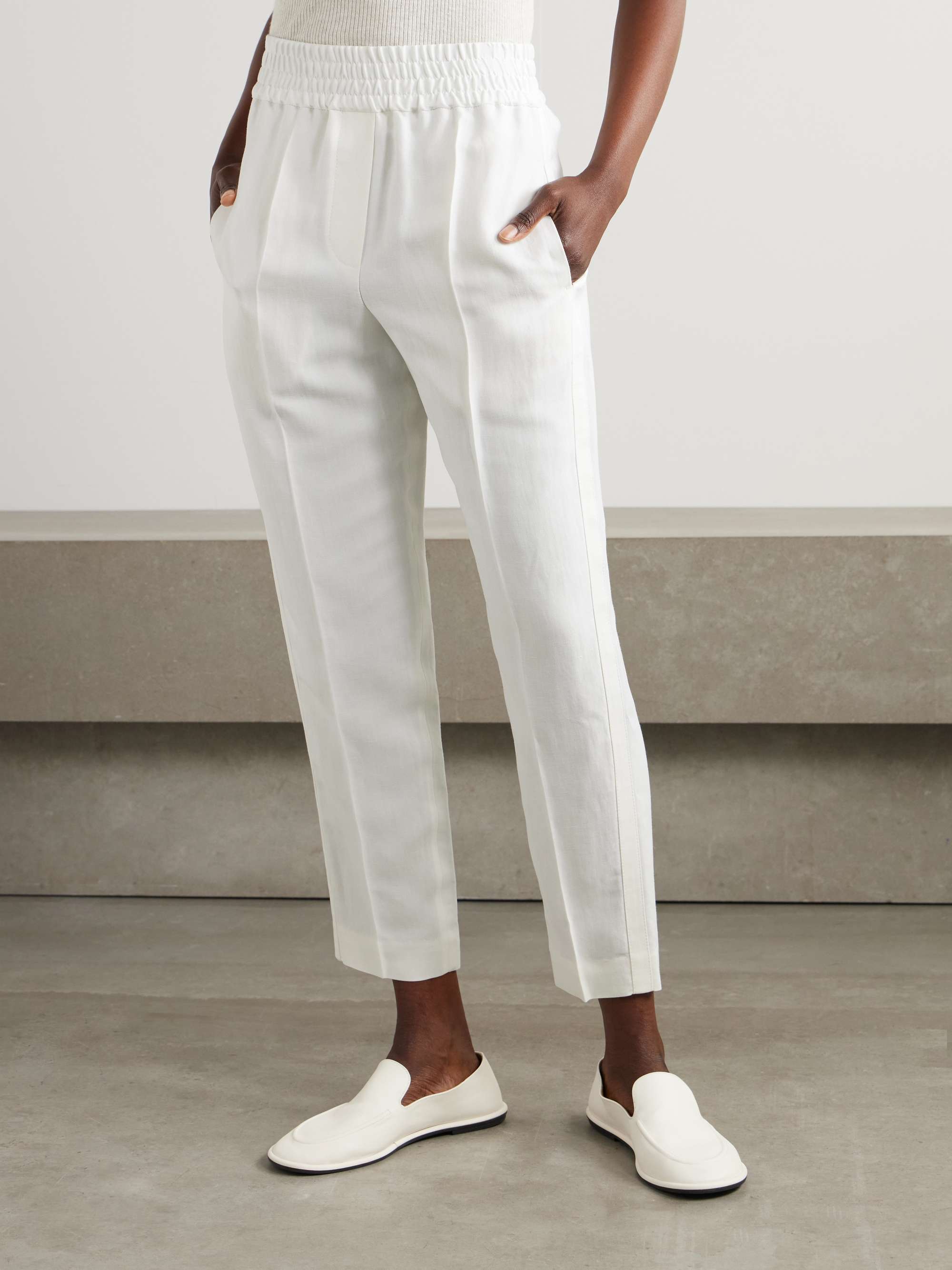 Cropped woven tapered pants view
